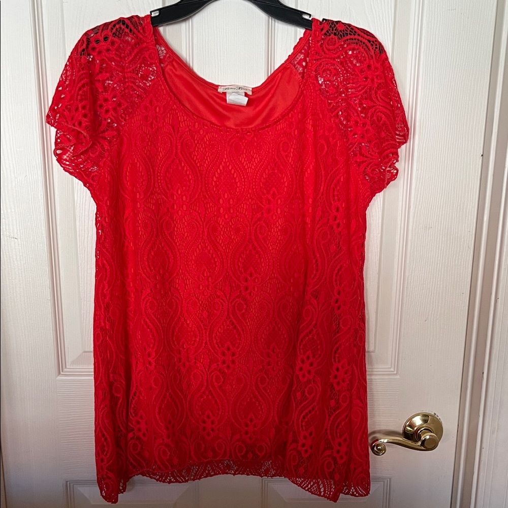 Brittany Black -Red Orange Lace Top Lined size medium Y2K